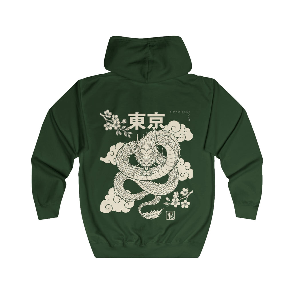 Rippwiller Green Dragon Night Zip Hoodie