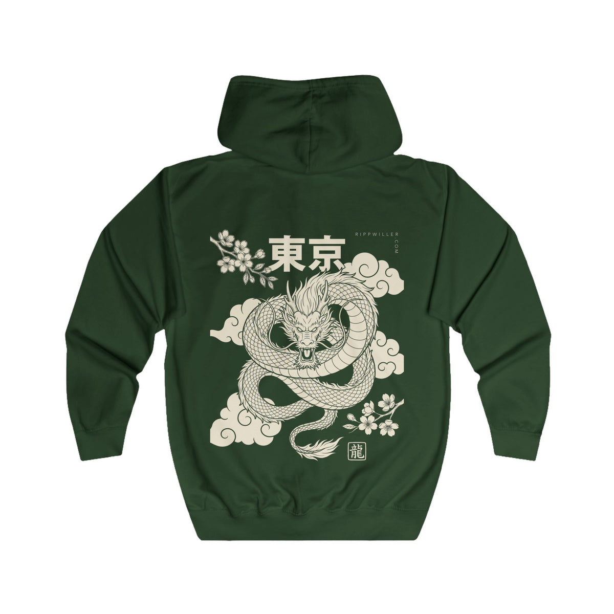 Rippwiller Green Dragon Night Zip Hoodie