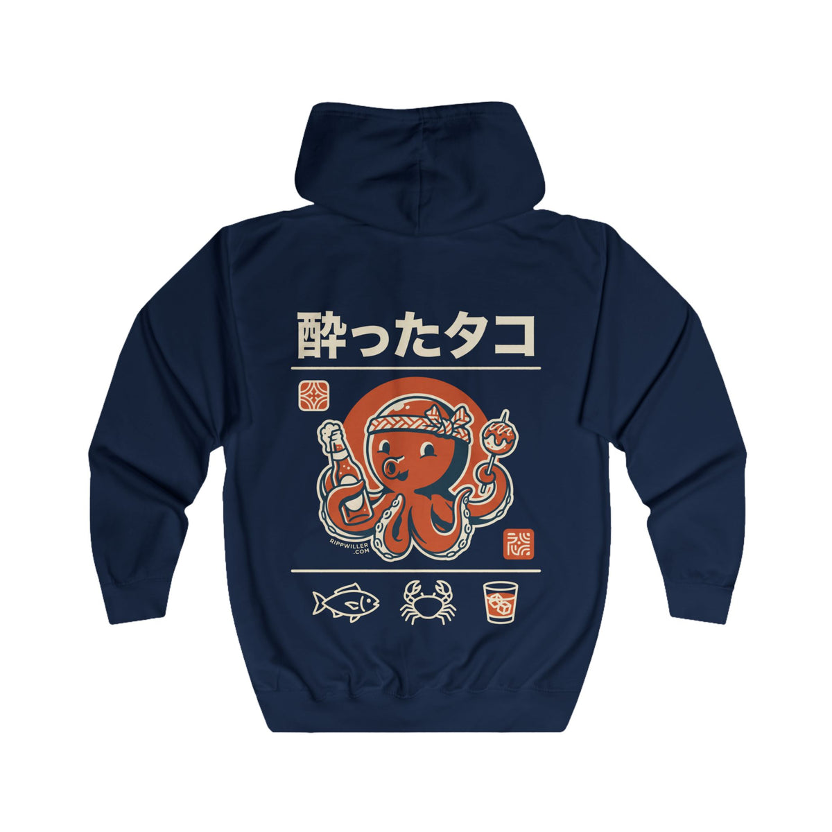 Rippwiller Drunken Octopus Night Zip Hoodie