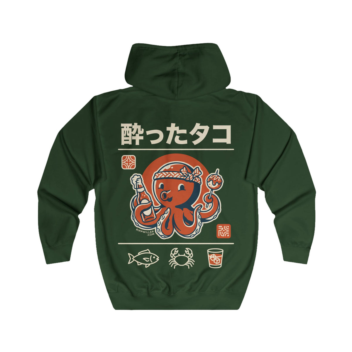 Rippwiller Drunken Octopus Night Zip Hoodie
