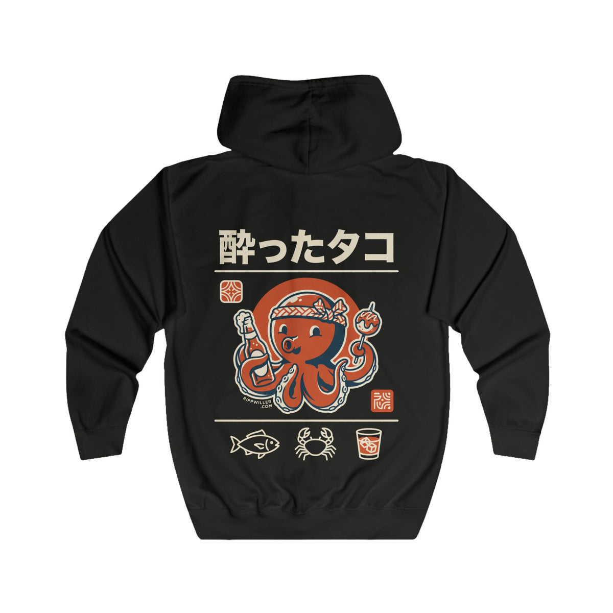 Rippwiller Drunken Octopus Night Zip Hoodie