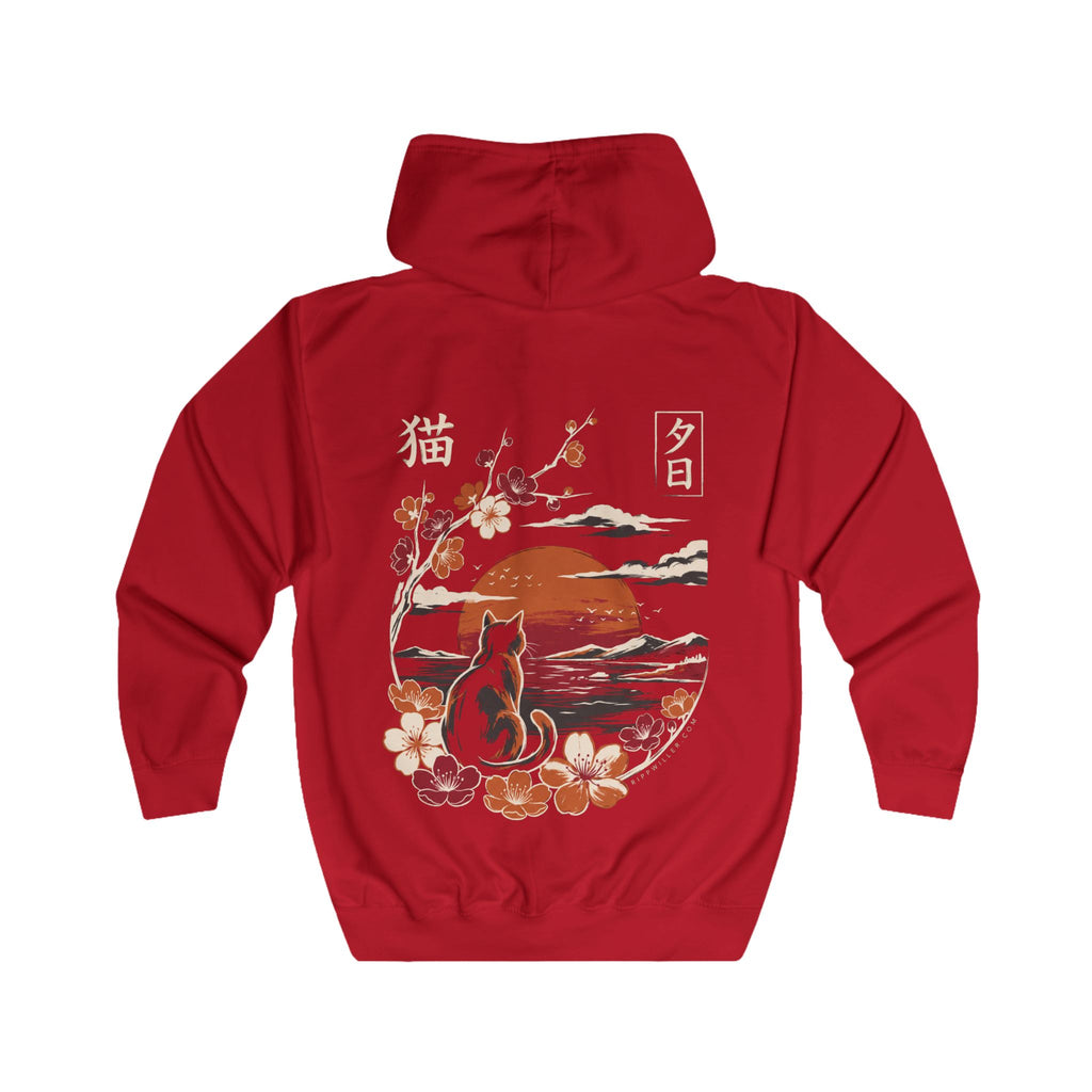 Rippwiller Evening Cat Night Zip Hoodie