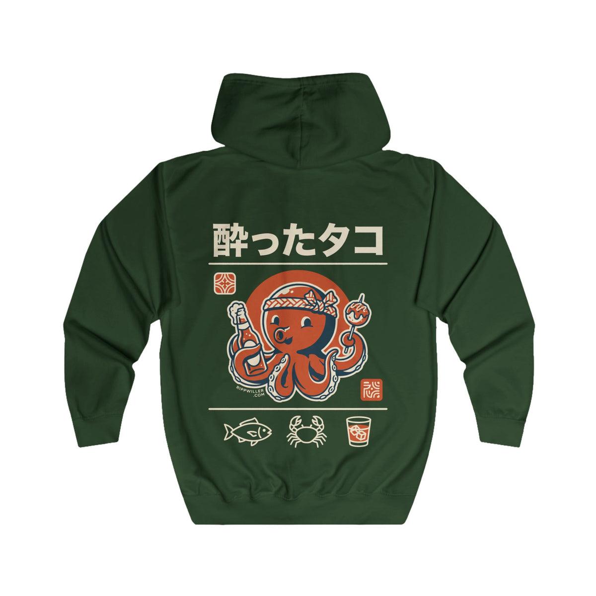 Rippwiller Drunken Octopus Night Zip Hoodie