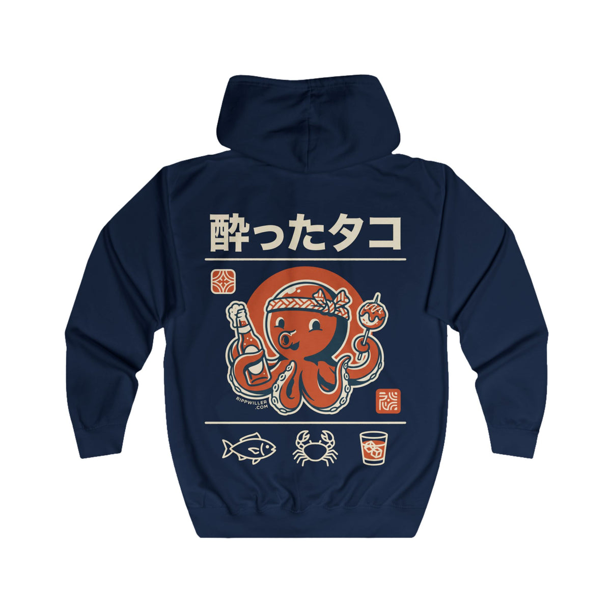 Rippwiller Drunken Octopus Night Zip Hoodie