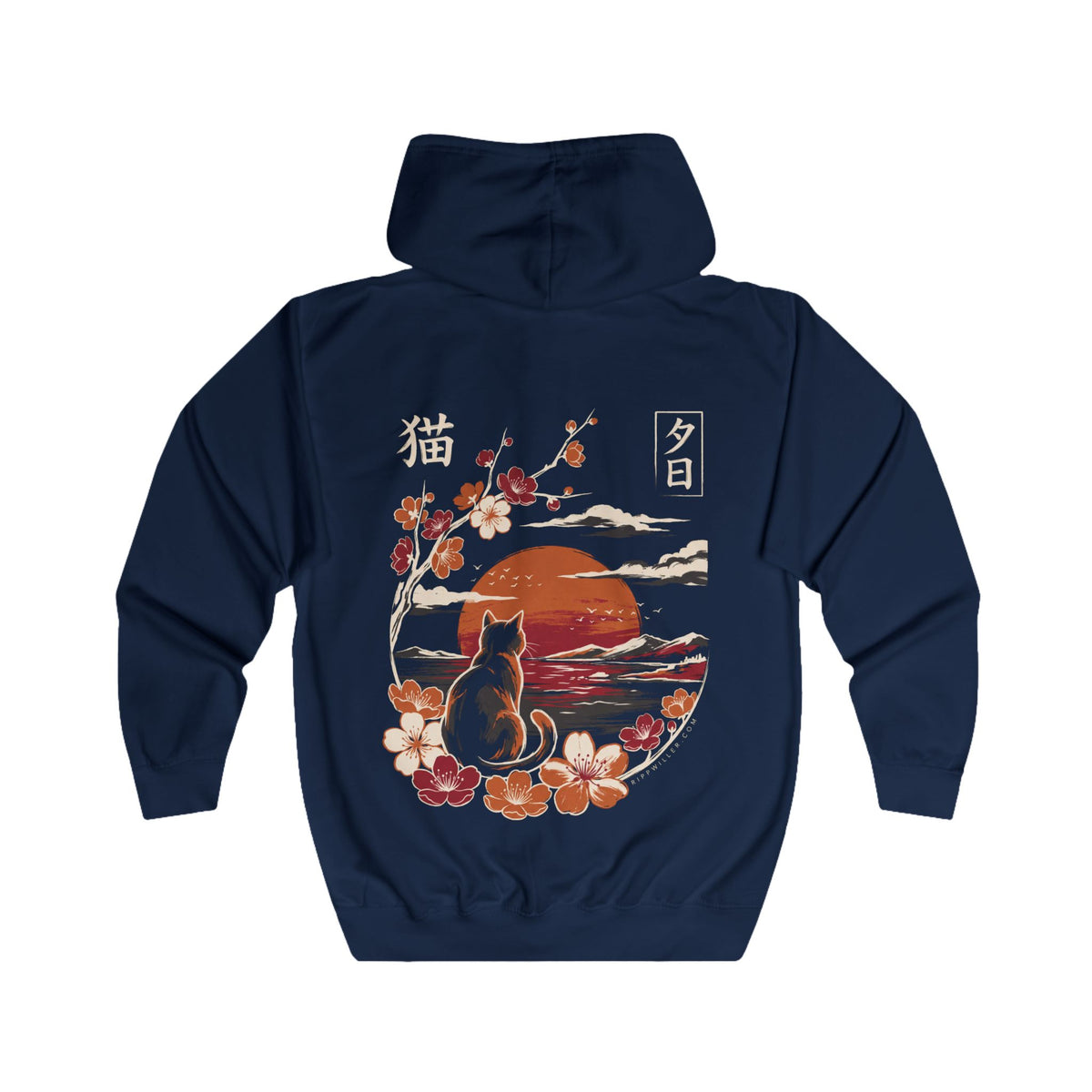 Rippwiller Evening Cat Night Zip Hoodie